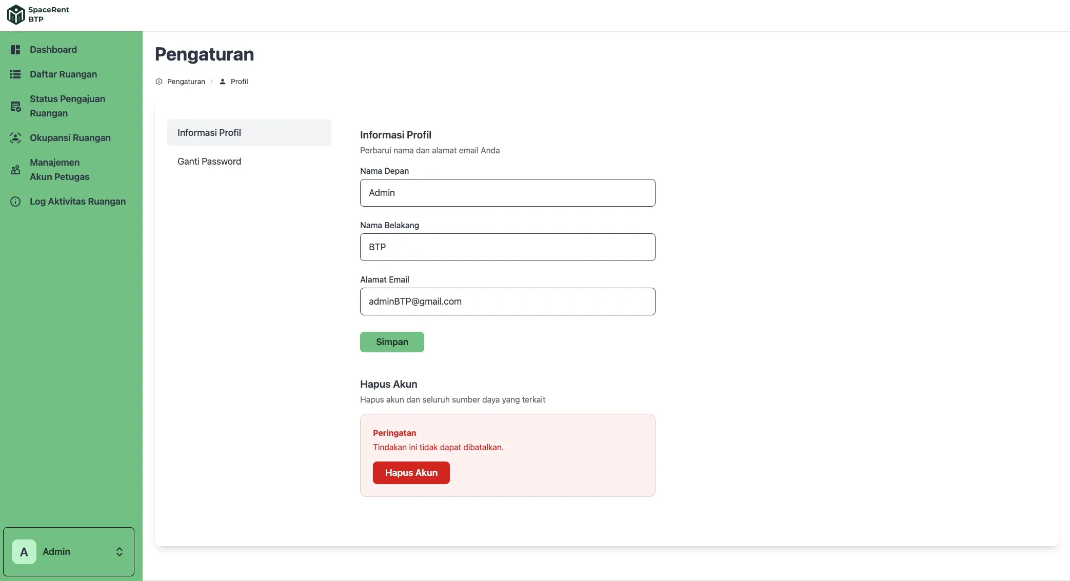 profile & account settings
